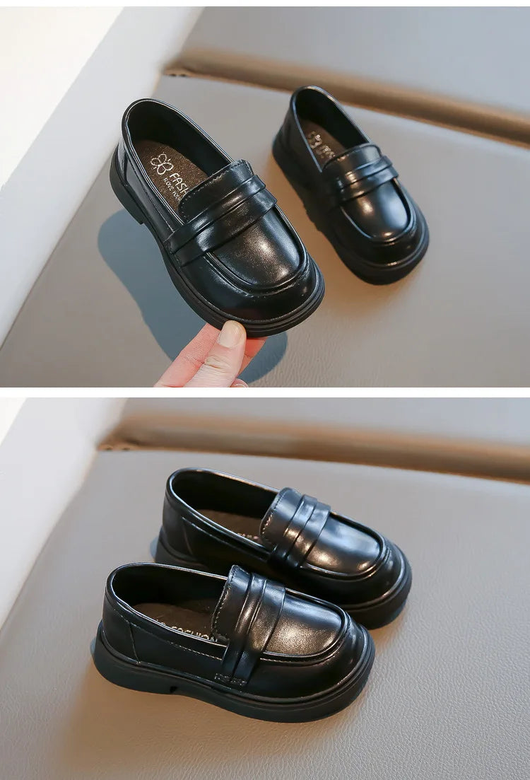 Children Leather Shoes for Boys Girls Kids Loafers Slip-on School Flats Casual Sneakers for Wedding Formal Occasions Party 23-35
