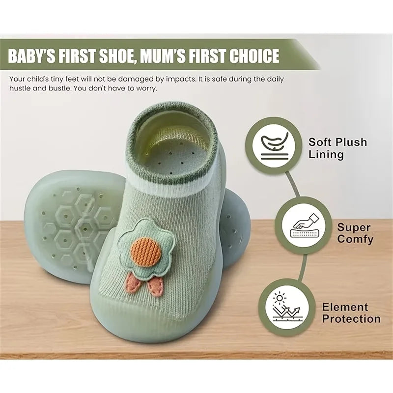 Baby Socks Shoes Infant Cute Cartoon Kids Boy Shoes Soft Rubber Sole Child Floor Sneaker Booties Toddler Girls First Walker