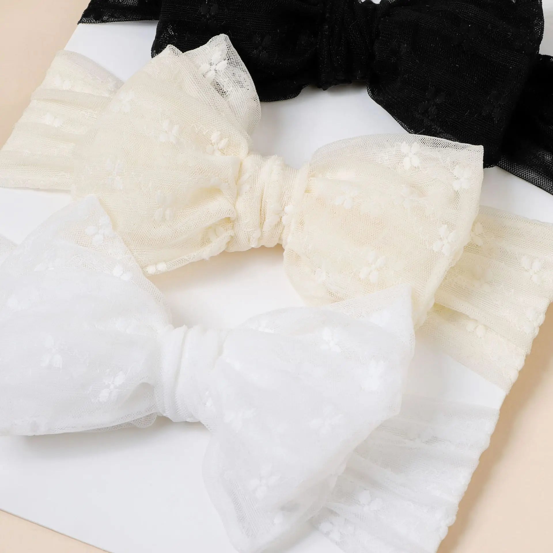 3pcs Baby Girl Headband Braised Mesh Double-layer Bow Headband Newborn Soft Turban Headwrap Baby Hair Accessories Kids Headwear