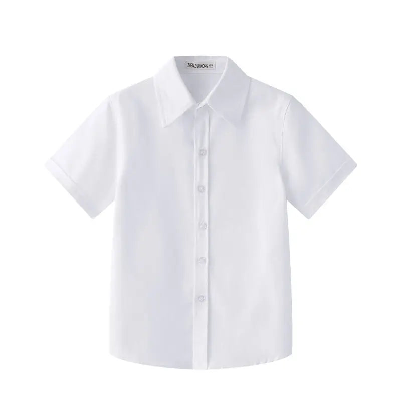 School Boys Shirts Short Sleeve Blouses For Boys Children Clothing Cotton Turn-Down Collar Kids Tops 5 7 9 11 13 15 Years Old
