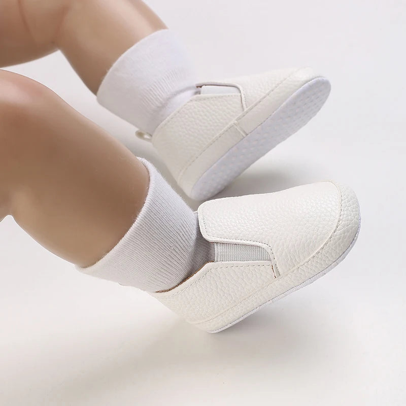 Baby Learning Walk Shoes, Slip-on Leather Casual Loafers, Soft Sole Comfortable Footwear for Infants 0-18M