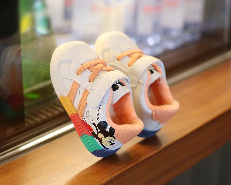 Mickey Minnie Zapatos casuales para niños niñas Zapatillas deportivas transpirables y suaves para bebés Calzado deportivo al aire libre para niños pequeños Primavera