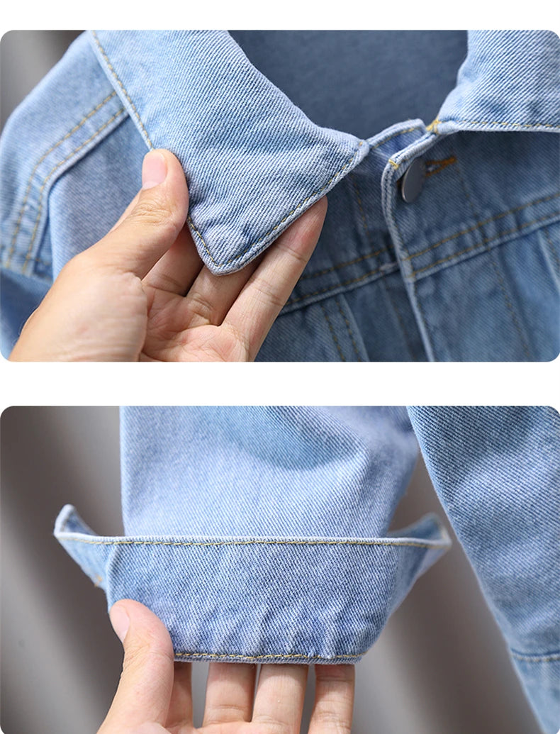 2-9 Years Babi Girls Denim Jacket New Fashion Baby Kids Jean Coats For Girls Cute Lace Bow Design Children Outerwear Clothing