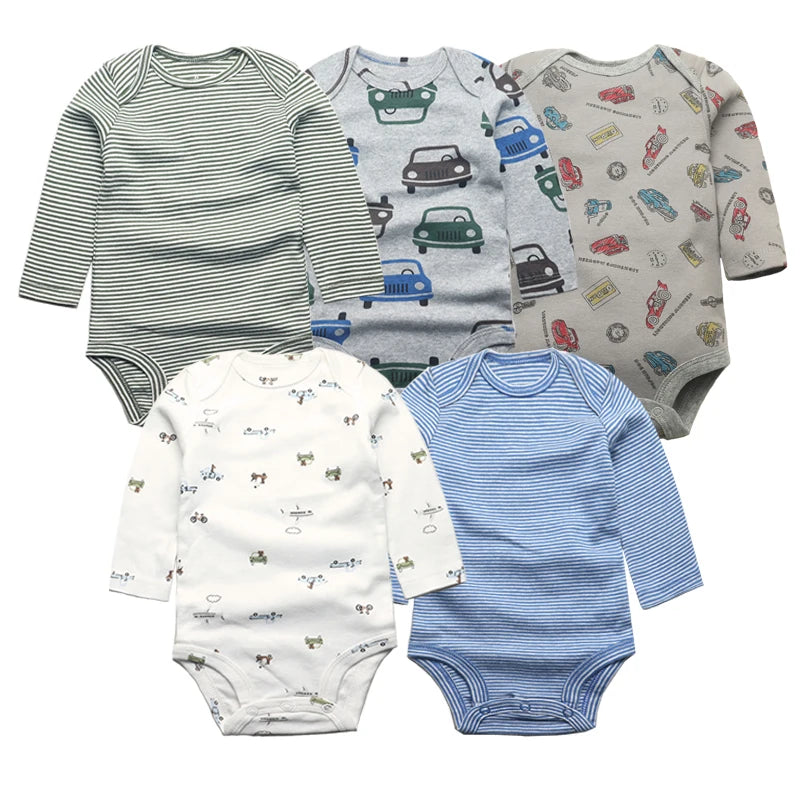 2026 Newborn Baby Girl Clothes Long Sleeve 100% Cotton 5 Pieces/Lot Baby Bodysuits Cartoon Underwear Infant Bebe Clothing 3-24M