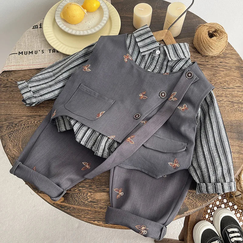 Conjuntos de Ropa para Niños Primavera Otoño 2026 Chaleco de Moda Infantil Camisas Pantalones 3 Piezas Traje de Fiesta para Bebé Niño Trajes Niños Cumpleaños Conjunto 5