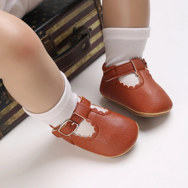 Zapatos de Bebé Clásicos Rayas Cuero Niño Niña Multicolor Suela de Goma Antideslizante Primeros Pasos Mocasines de Bebé