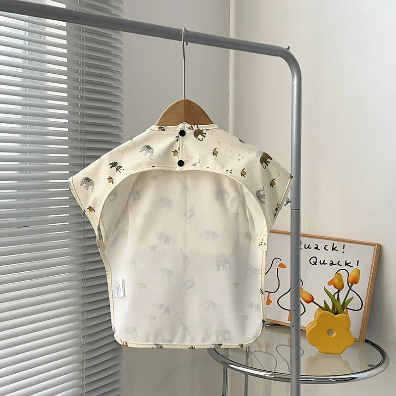 Newborn Baby Bibs Blouse Waterproof No-sleeved Reverse Dressing Infant Eating Clothes Apron Bib Protective Clothing