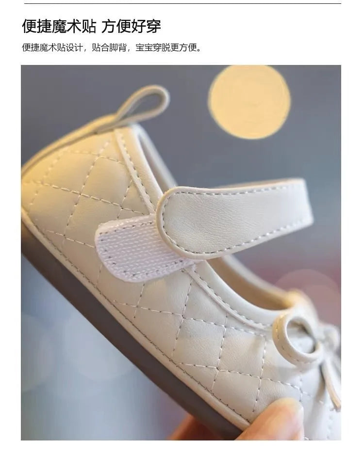 New Summer Toddler Single Shoes Baby Outdoor Learning Shoes Fashionable Girl Baby Bow Dress Shoes Children Non-Slip Casual Shoes