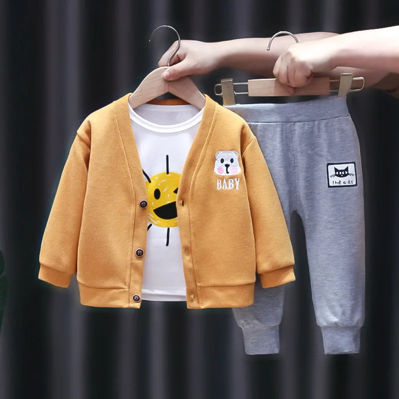 Conjunto de ropa para bebés y niñas pequeñas, primavera, otoño, pana, dibujos animados, conjuntos de ropa para niños, chaquetas con capucha y pantalones, traje para niños de 0 a 5 años