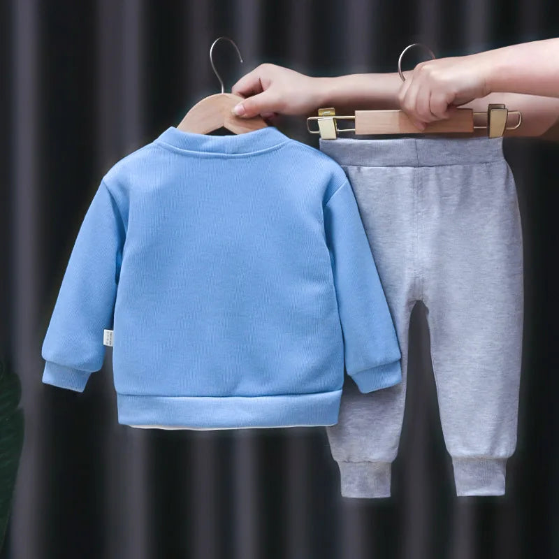 Conjunto de ropa para bebés y niñas pequeñas, primavera, otoño, pana, dibujos animados, conjuntos de ropa para niños, chaquetas con capucha y pantalones, traje para niños de 0 a 5 años