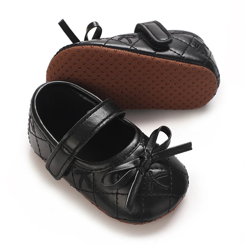0-18M Baby Girl Leather Shoes New Spring And Autumn Bow Princess Shoes Baby Soft Sole Single Shoes Baby Walking Shoes