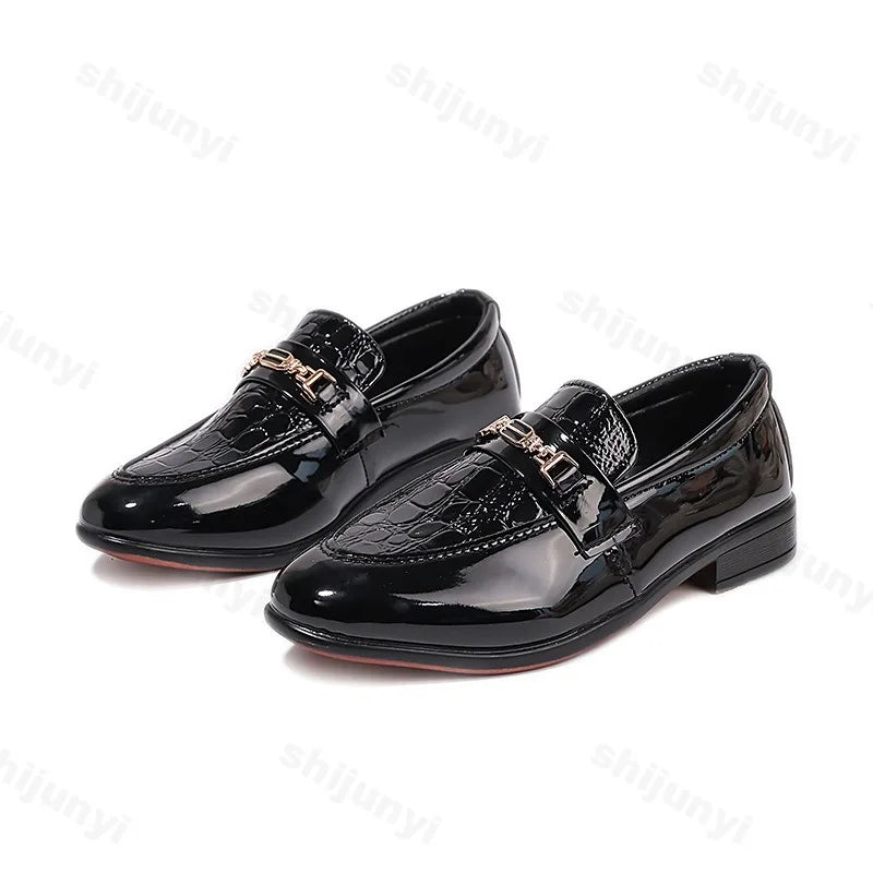 Children Leather Shoes Boys Formal Shoes Black Classic Point Toes Soft Bottom 2025 Spring Autumn British Style Kids Flat Shoes