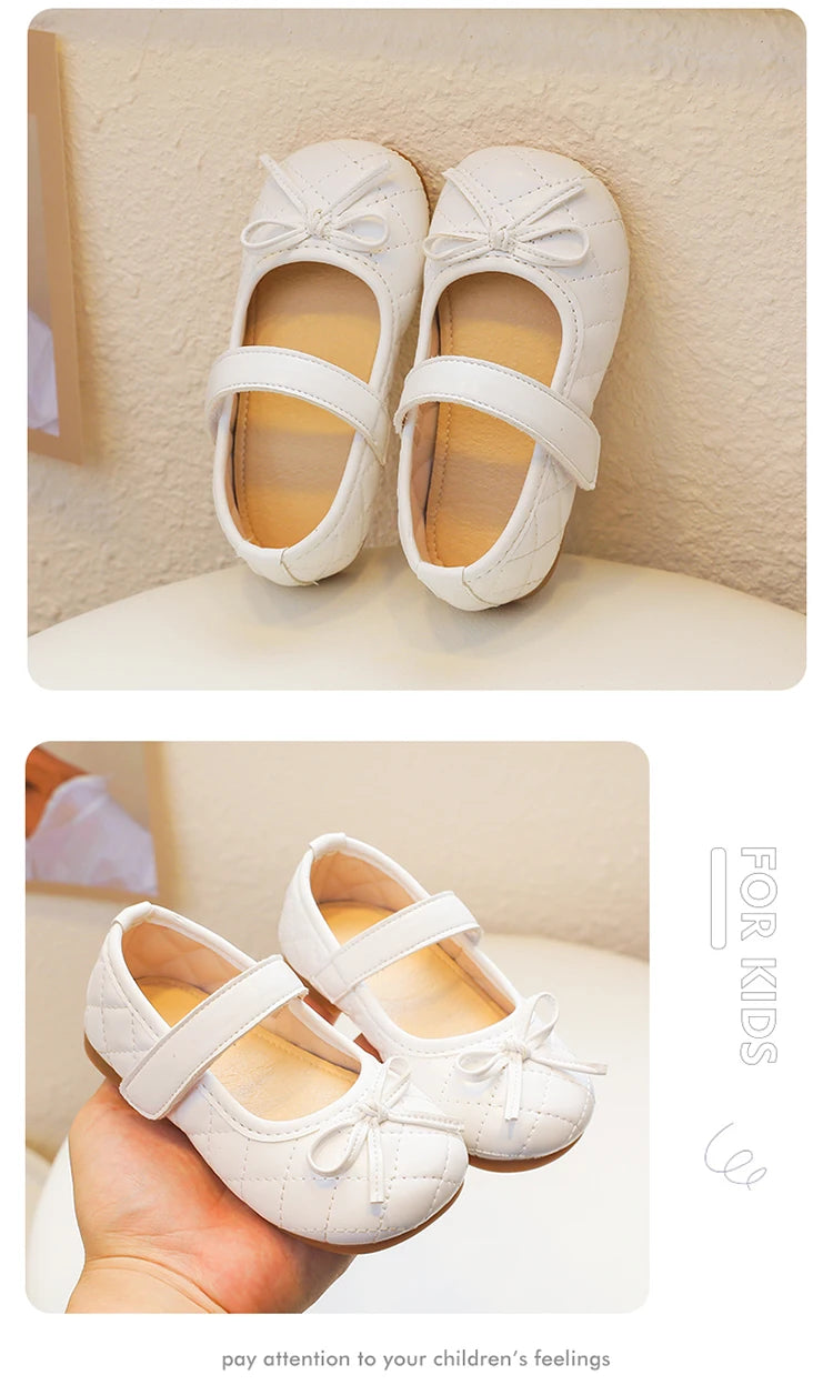 Baby Girls Leather Shoes for Boys Girls Fashion Princess Classic Toddlers Medium Kids Flats with Bow-knot Size 21-30 Sweet Chic