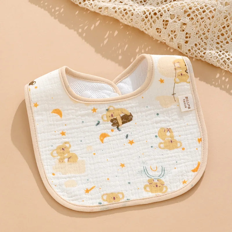 7pcs Cotton Baby Bibs Waterproof Burp Cloths Newborn Saliva Towel Cartoon Print Babies Accessories Baby Feeding Bib Items