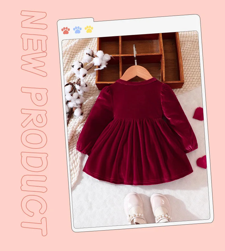 Prowow Baby Velvet Dresses New Year Long Sleeve Front Bow Purple Dress For Newborns Toddler Girls Christmas Costume 2026