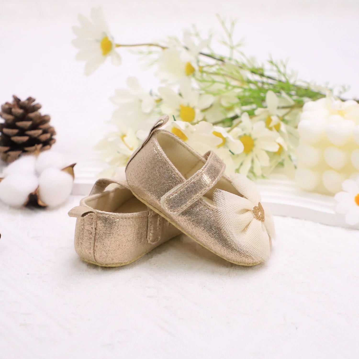Baby Steps Schuhe Babys erste Lauflernschuhe Babyschuhe Atmungsaktiv Rutschfest Mädchen Modeschuhe Prinzessinnen Spitzenstil