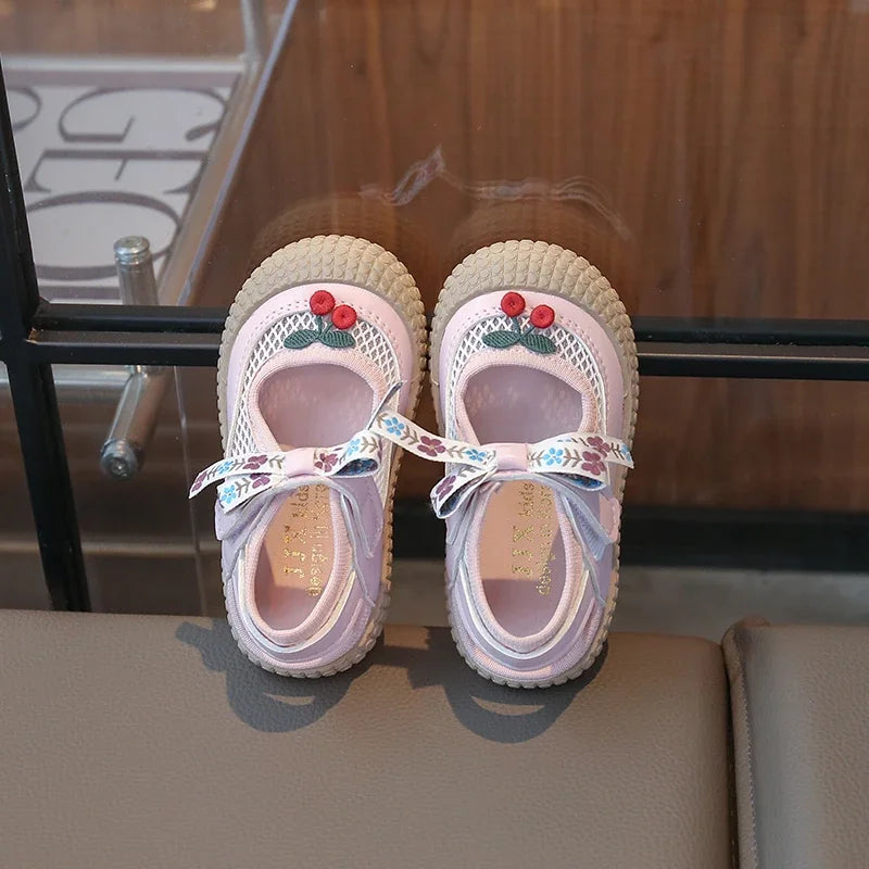Baby Girls Sandals Cut-outs Cherry Children Beach Shoes Toddler Kids Summer Princess Shoes Anti Slip Soft Sole Babies Sandals