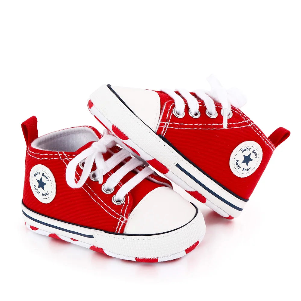 Spring New Baby Shoes Boy and Girl Classic Canvas Casual Sneakers Soft Sole Non-Slip Walking Newborn Toddler Shoes First Walkers