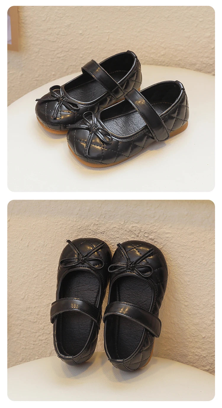Baby Girls Leather Shoes for Boys Girls Fashion Princess Classic Toddlers Medium Kids Flats with Bow-knot Size 21-30 Sweet Chic