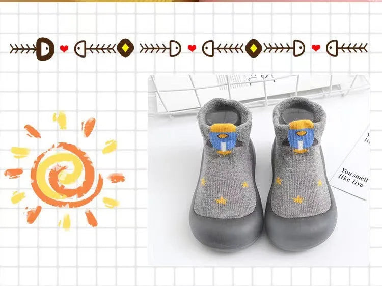 Baby Shoes Socks Anti-slip Cartoon Animal Fox Shoes Infant Girls First Walkers Boy Soft Sole Rubber Outdoor Toddler Pink Shoes