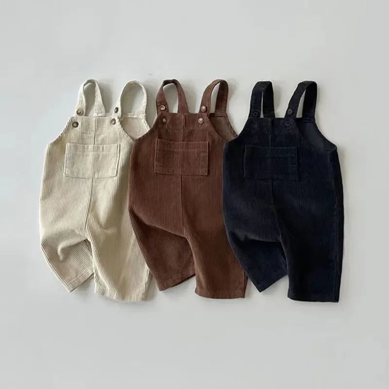 Herbst Winter Kleinkind Baby Jungen Mädchen Einfarbig Cord Latzhose Strampler Kinder Overall Kleidung
