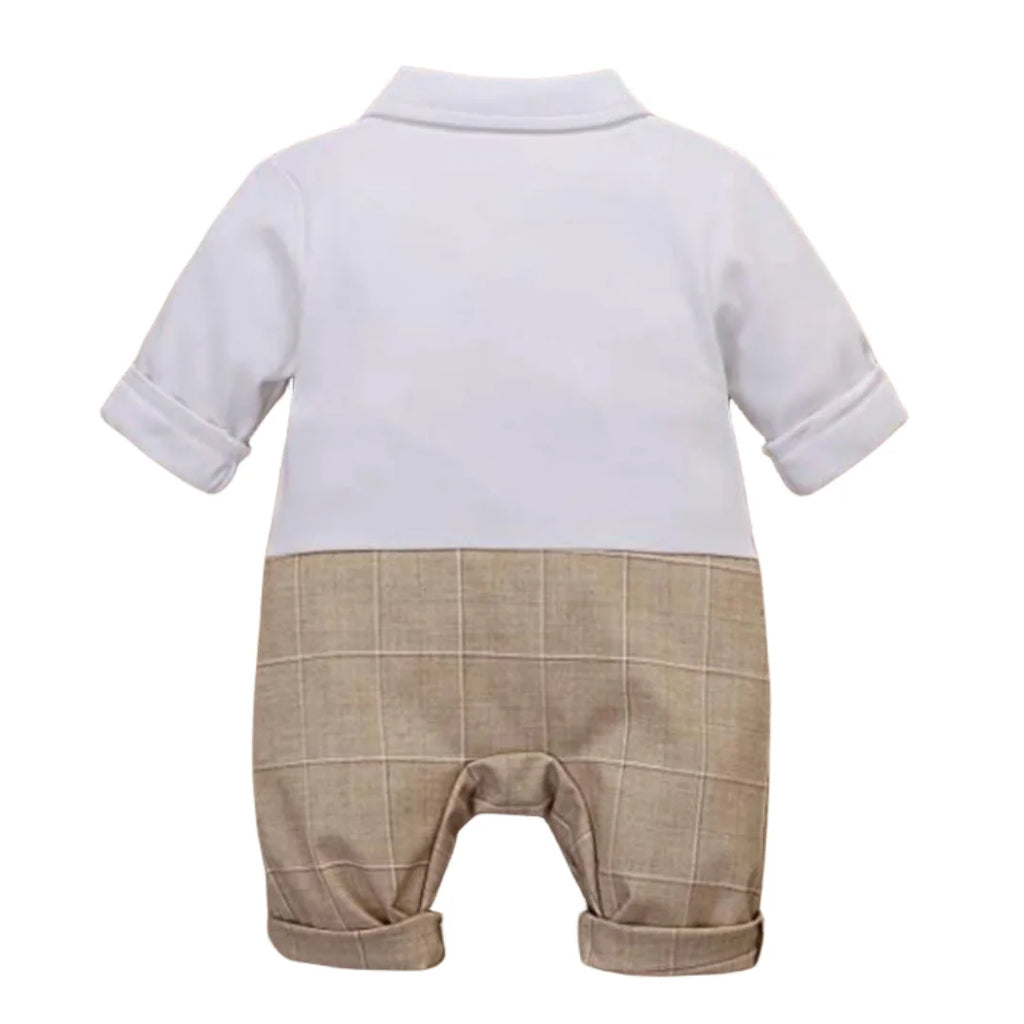 3-24M Festliches Jubiläumskleid Kleinkind Baumwoll-Partyanzug Baby Karo-Outfit Kleidung Neugeborener Jungen Weste Strampler Baby Geburtstag
