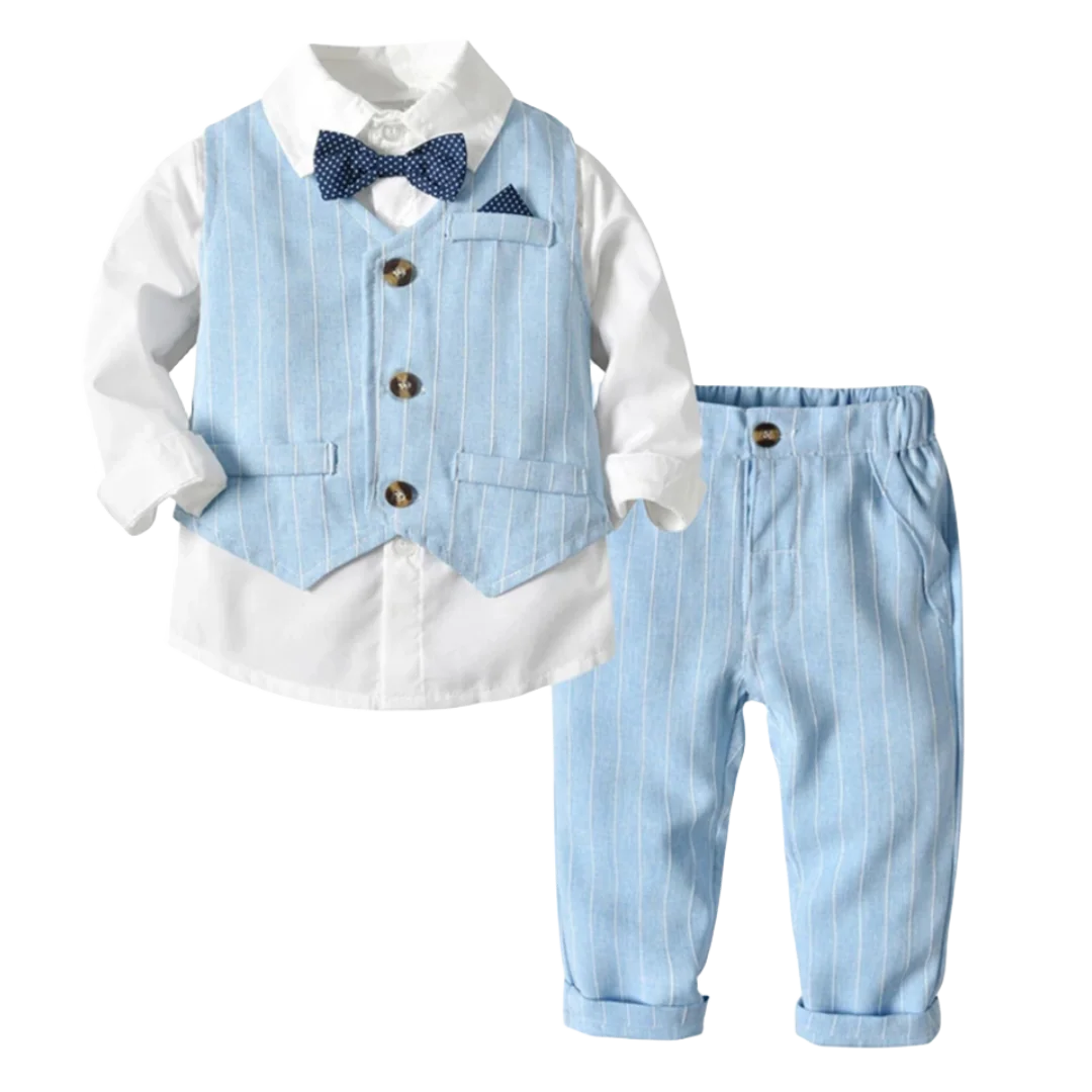 Autumn Spring Toddler Boy Clothes Kids Boys Wedding Suits Striped Vest + White Shirt + Pants Boy Outfits Children Outerwear