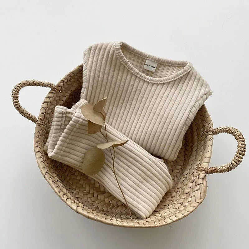 Spring Autumn Baby Clothing Set For 0-5Y Baby Girl Boy Homewear Warm Sweater +Pants Children Pajamas Baby Girl Clothes