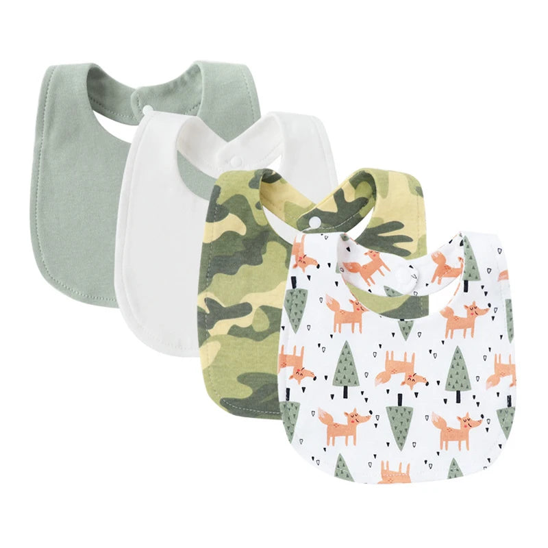 4Pcs Baby Bibs Burp Clothes Cartoon Newborn Saliva Towels for Girls Boys Cotton Kids Apron Infant Accessories Toddler Bibs Set