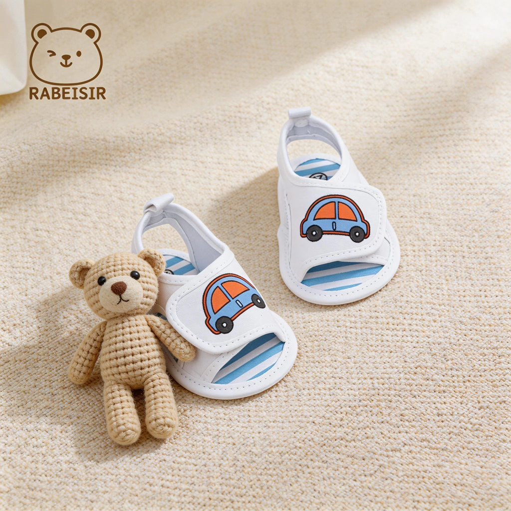 Baby toddler sandals, car soft-soled step shoes, breathable and non-slip, suitable for daily & vacation wear, spring and summer