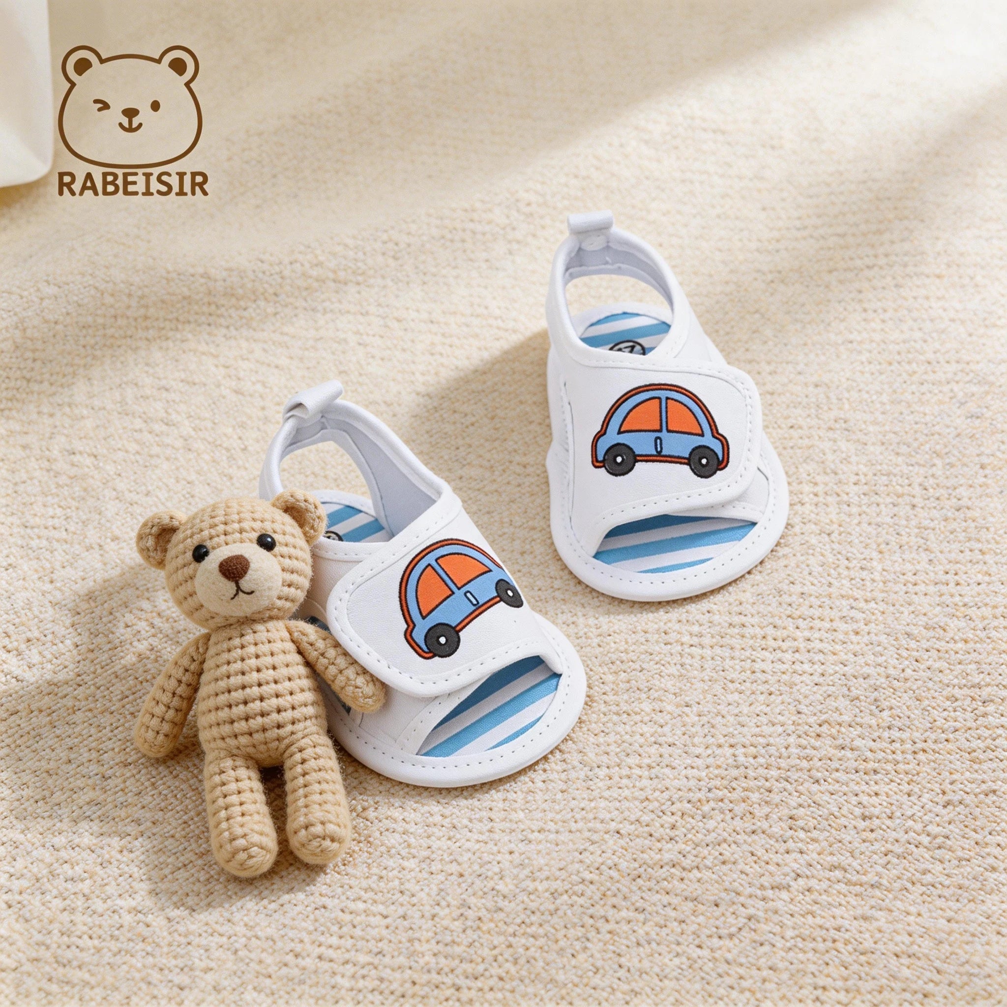 Baby toddler sandals, car soft-soled step shoes, breathable and non-slip, suitable for daily & vacation wear, spring and summer