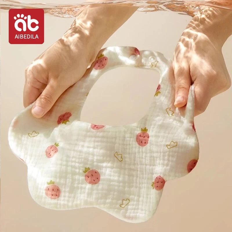 AIBEDILA Soft Baby Bibs Bandana Saliva Towels Burp Cloths Newborn Infant Toddler 0-1Y Comfortable Waterproof Feeding Bibs 2/3/4﻿