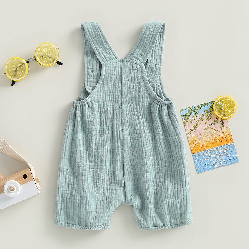 Newborn Infant Baby Boys Girls Suspenders Rompers Jumpsuits Overalls Cotton Linen Muslin Sleeveless Toddler Baby Summer Clothing