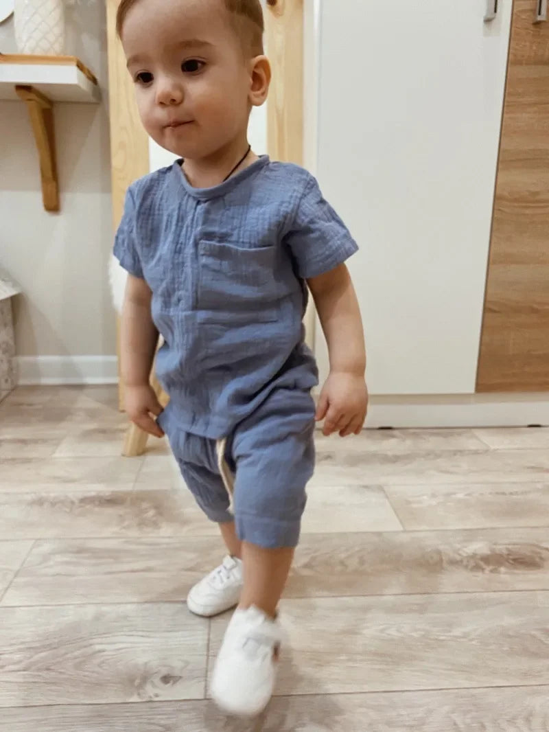 2-teiliges Baby-Outfit-Set aus Baumwolle, Neugeborenen-Mädchenkleidung, Jungen-Kleinkind-Strampler, T-Shirts und Shorts, weiche Kleidung für Babys im Säuglingsalter