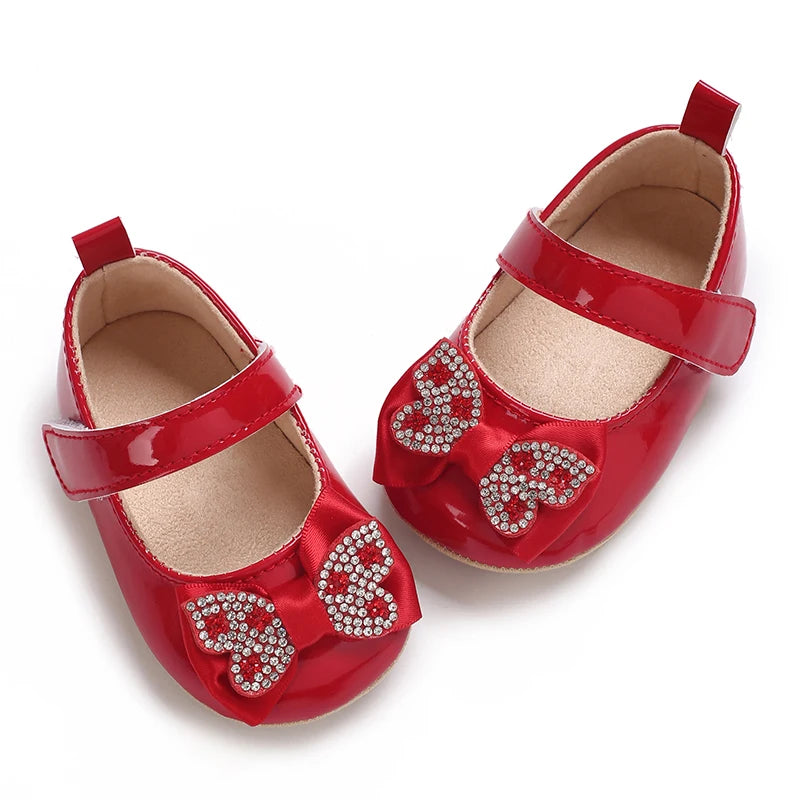 Spring and Autumn Fashion Baby Shoes 0-1 Year Old Girl Cute Bow Princess Shoes Soft Rubber Bottom Lightweight Walking Shoes