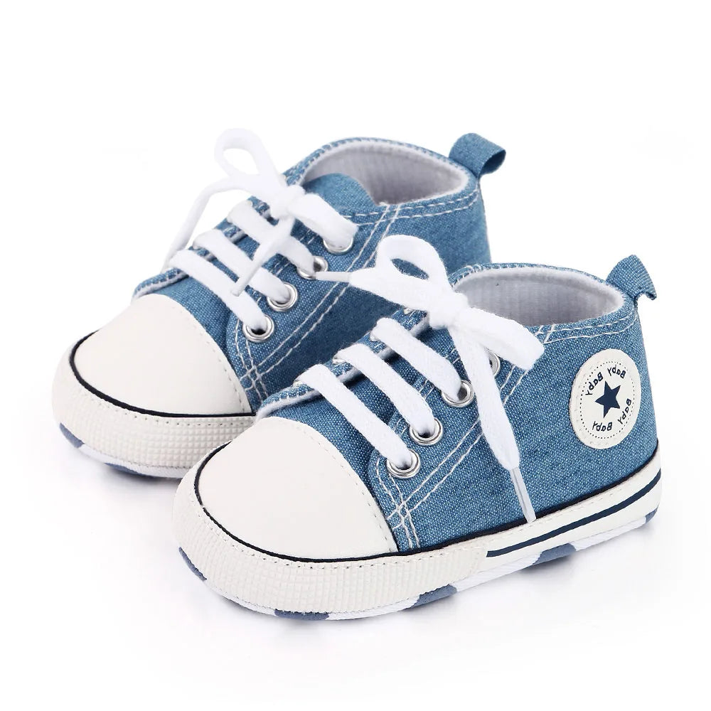 New Baby Shoes Boys Girls Classic Canvas Casual Sneakers Spring Newborn First Walker Toddler Soft Sole Non-Slip Walking Shoes
