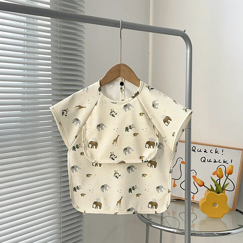 Newborn Baby Bibs Blouse Waterproof No-sleeved Reverse Dressing Infant Eating Clothes Apron Bib Protective Clothing