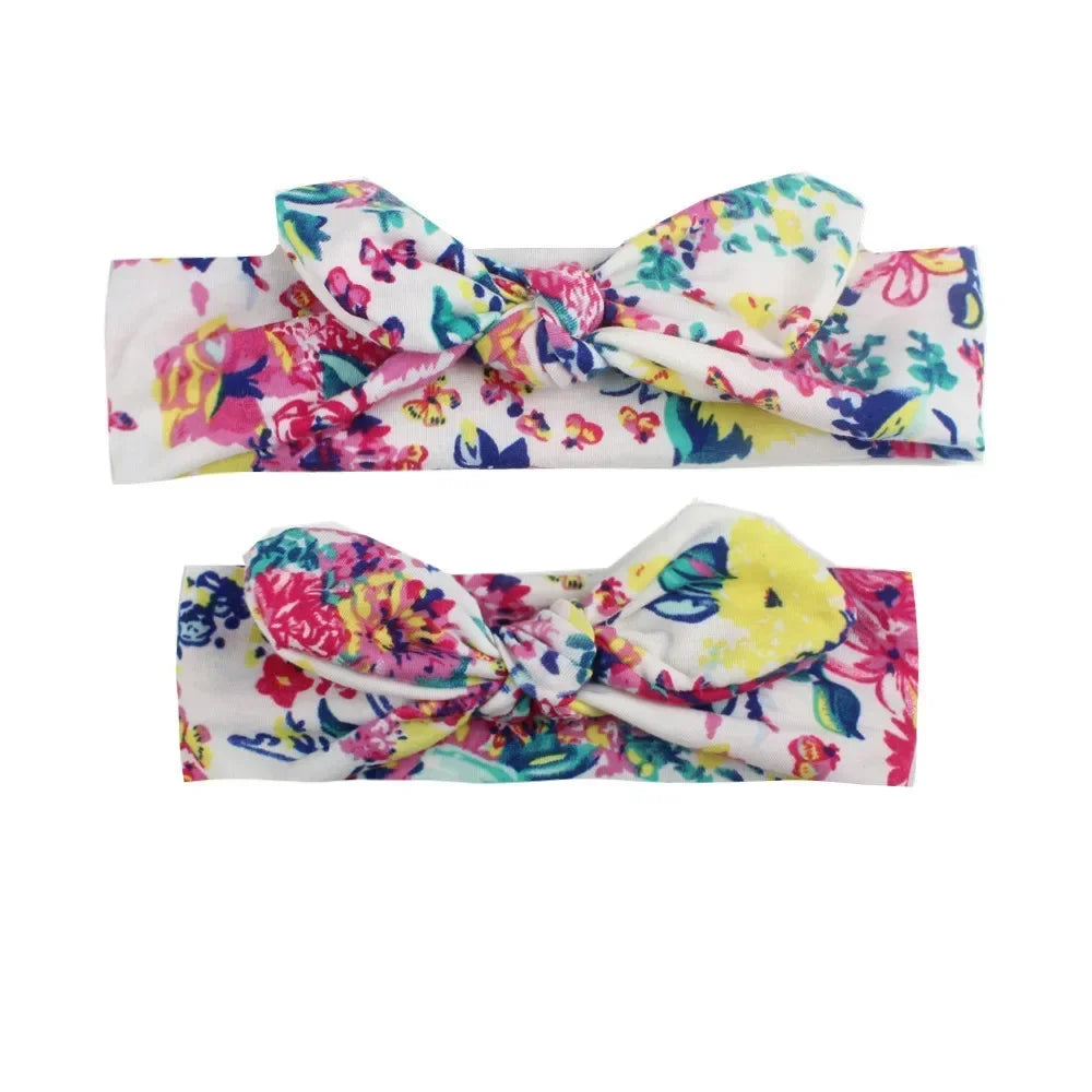 2pcs Parent-Child Headwear Mom Daughter Matching Hairband Set Turban Baby Girls Twist Knot Headbands Family  Accessories