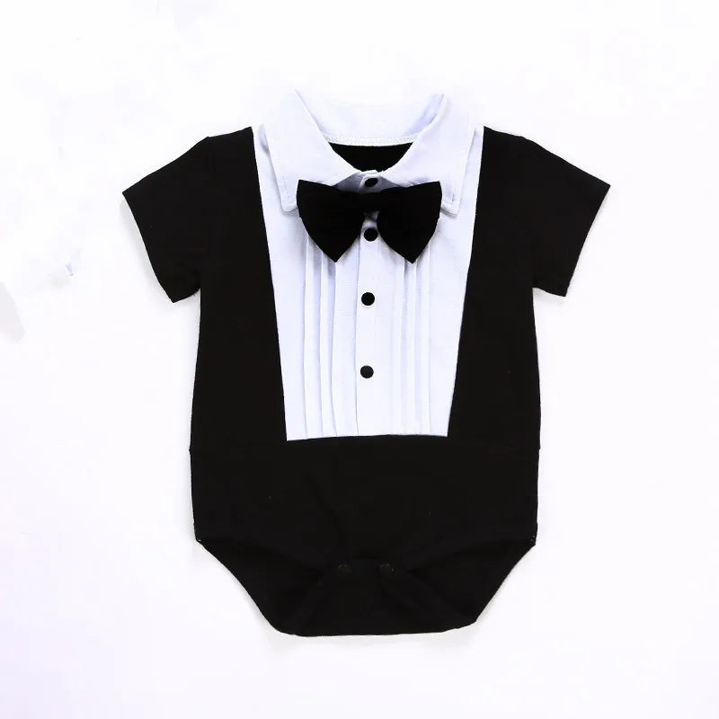 Mameluco de caballero para bebé niña o niño, con camisa, solapa, manga corta, conjunto para recién nacido, mono para bebé o infante