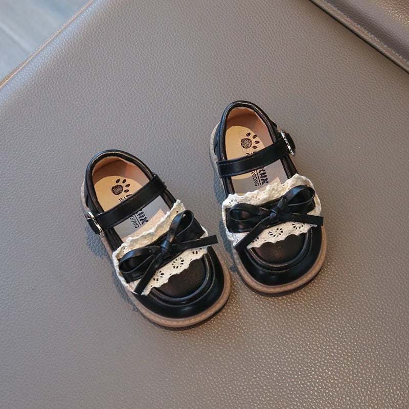 Elegant Baby Shoes Spring Autumn Girls Princess Walking Shoes Fashion Versatile Children's Leather Shoes Kids Flats Breathable