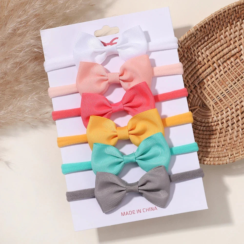 5Pcs/Set Elastic Baby Headband Solid Corduroy Ribbon Bow Headscarf Hairband Newborn Cute Knitted Headband Babe Hair Accessories