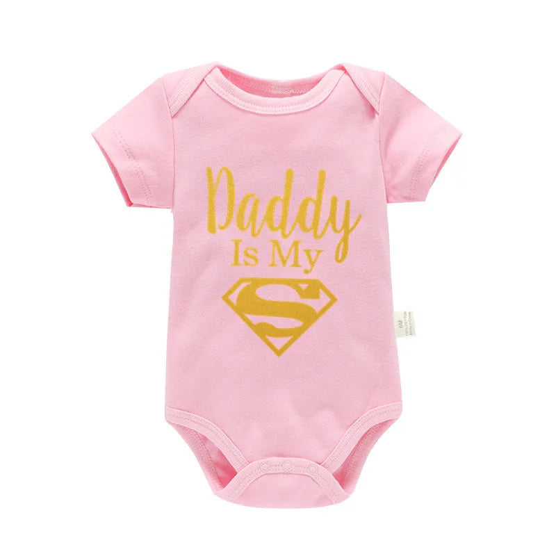 Mameluco de bebé, ropa para bebés recién nacidos, niños y niñas, papá de oro es mi héroe, estampado divertido, mono de bebé, lindo body casual de bebé