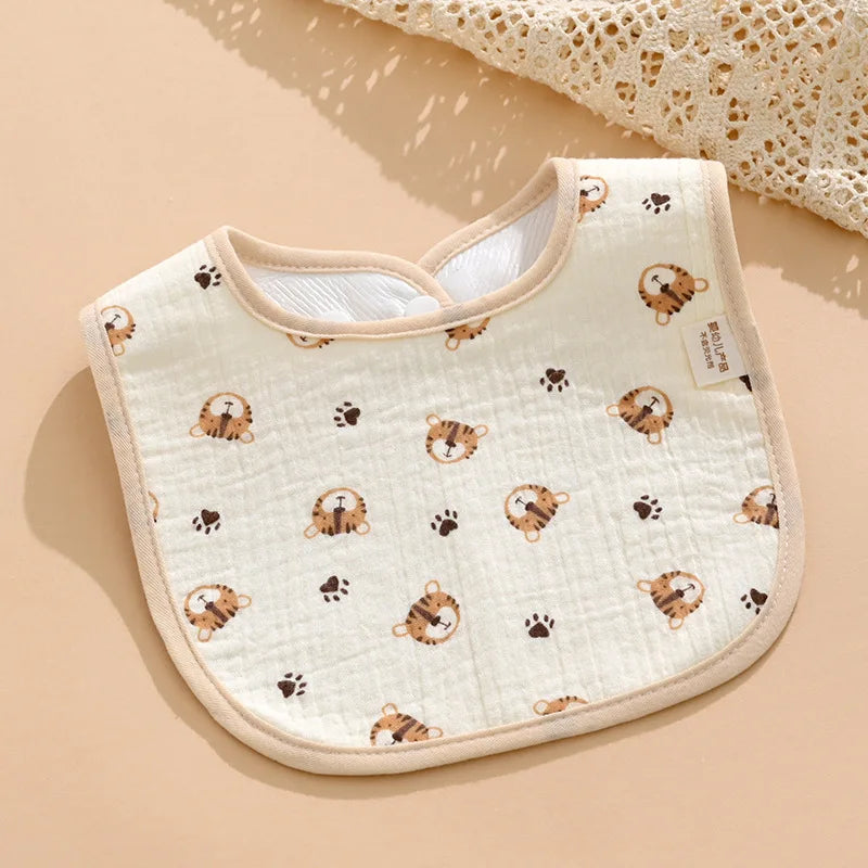 7pcs Cotton Baby Bibs Waterproof Burp Cloths Newborn Saliva Towel Cartoon Print Babies Accessories Baby Feeding Bib Items