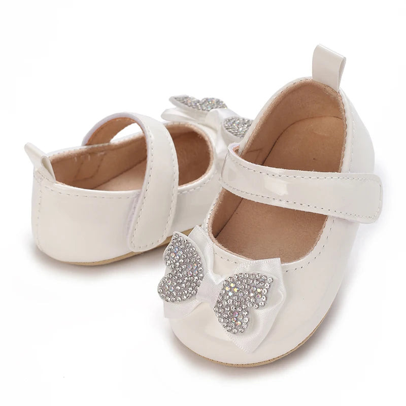 Spring and Autumn Fashion Baby Shoes 0-1 Year Old Girl Cute Bow Princess Shoes Soft Rubber Bottom Lightweight Walking Shoes