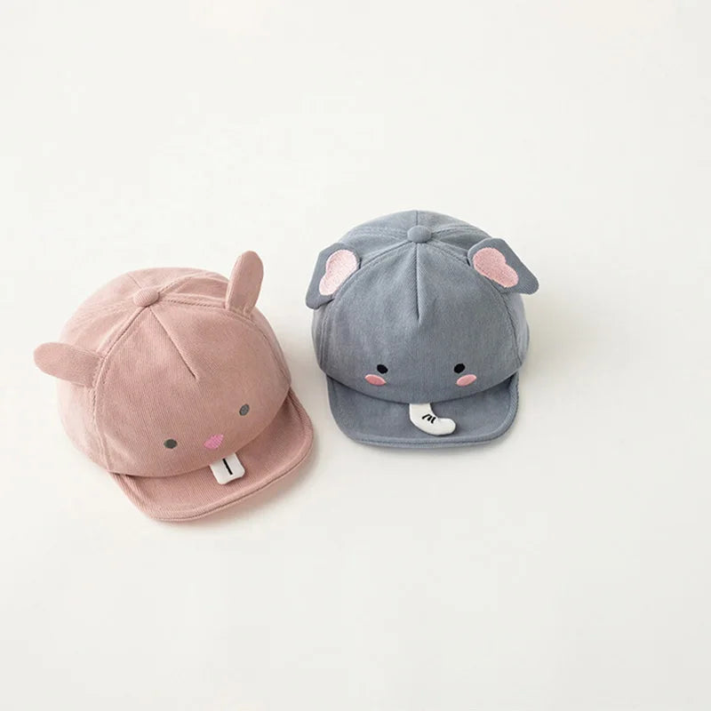 Cute Animal Baby Baseball Hat Cartoon Dinosaur Rabbit Infant Peaked Cap Solid Color Kawaii Soft Brim Kids Sun Hats