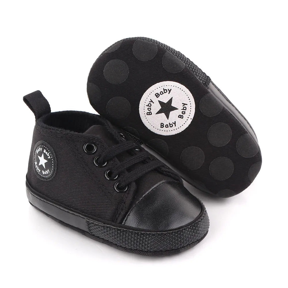 Spring New Baby Shoes Boy and Girl Classic Canvas Casual Sneakers Soft Sole Non-Slip Walking Newborn Toddler Shoes First Walkers