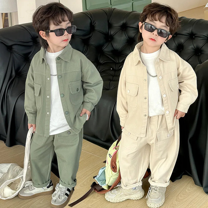 Jungenanzug 2025 Herbst neue modische Oberteil-Hose Sport Freizeit Arbeitskleidung Kinderkleidung Jacke