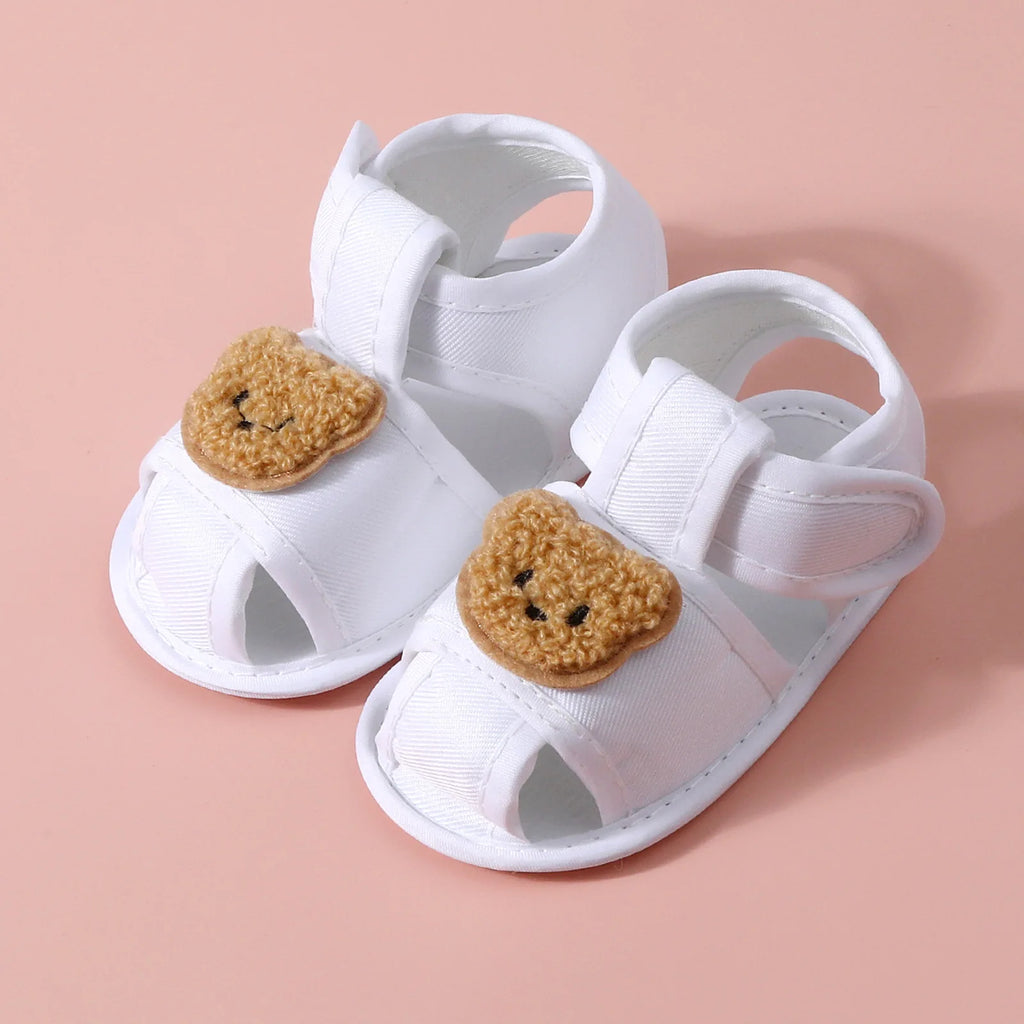 Summer New Toddler Sandals Cute Cartoon Bear Newborn Prewalker Cotton Sandal Soft Baby Girl Non-slip Sole Infant First Walkers