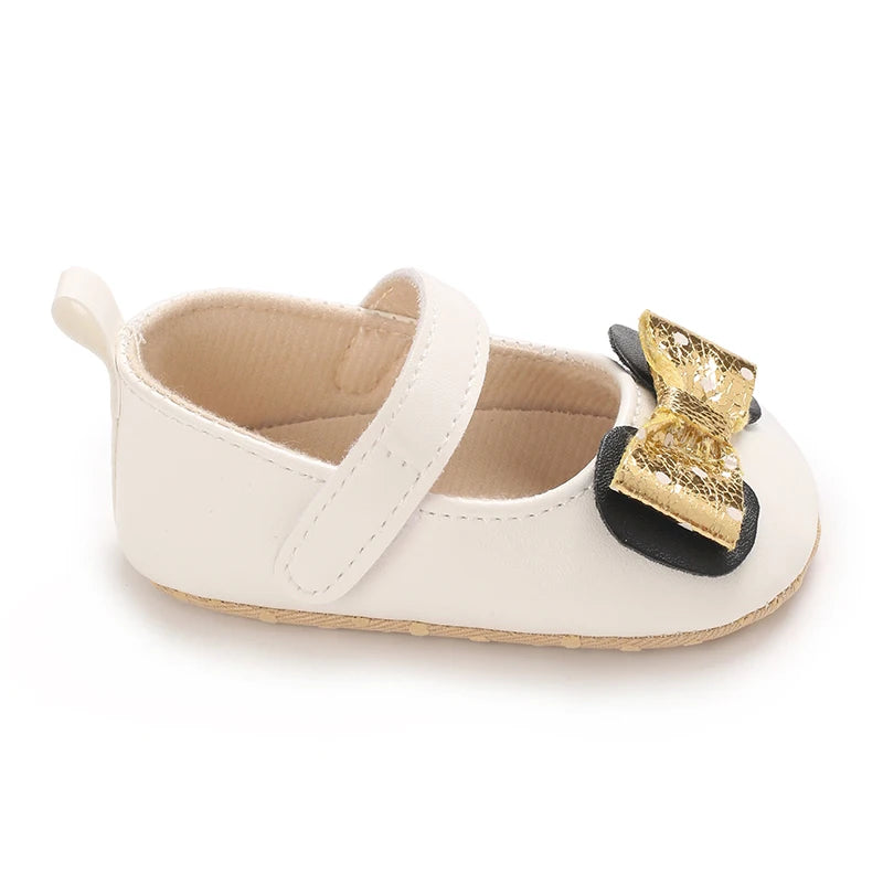 Sweet Baby Shoes Baby Boy Girl Shoes Girl Classic Bowknot Soft Sole Anti-slip PU Dress Shoes First Walker Toddler Crib Shoes