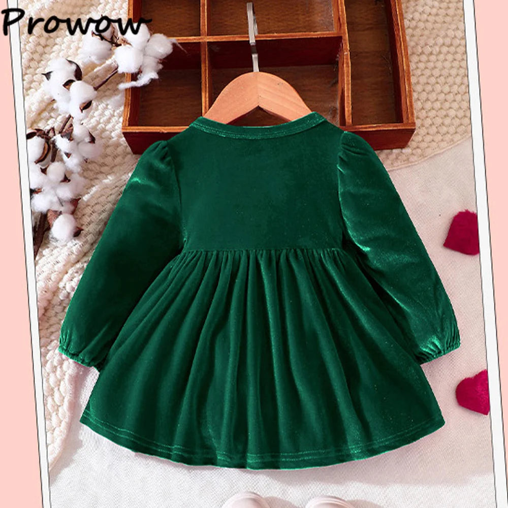 Prowow Baby Velvet Dresses New Year Long Sleeve Front Bow Purple Dress For Newborns Toddler Girls Christmas Costume 2026